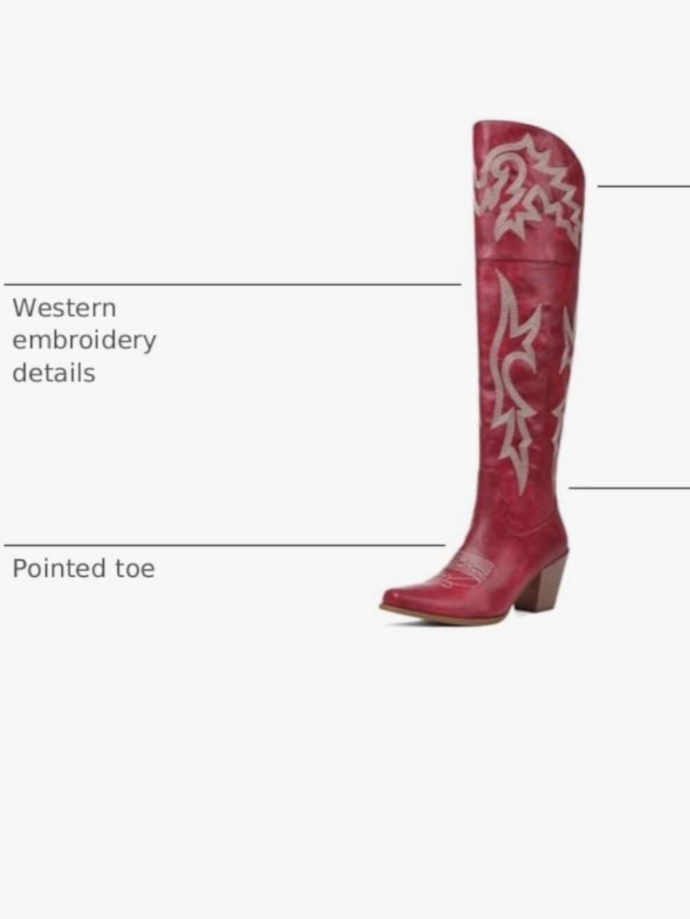 Women's Red Western Thigh-High Boots with Embroidered Design Sz 10.5 Nwt - Picture 6 of 6